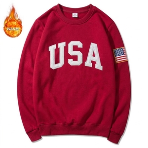 เสื้อสเวตเชิ้ตแขนยาวปักลายตัวอักษร USA ด้านหน้าสำหรับผู้ชาย สวมใส่สบายๆ สไตล์ลำลอง เหมาะสำหรับฤดูหนาว - Product Image 2