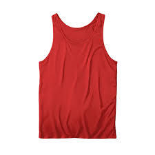 STELLAR Red Tank Top <b>Men's</b> Casual Vest Breathable Plain Dyed White 100% Cotton Knitted 120g O-Neck Silk Screen Front - Product Image 3