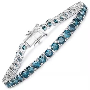 Customized Shape Moissanite Diamond Tennis Bracelet Bezel Setting 18K White Gold Diamond Bracelet for Both Men and Women - Product Image 1