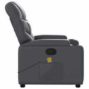 Fauteuil inclinable en similicuir gris moyen avec structure en métal et contreplaqué, fonction massage et design confortable - Product Image 5