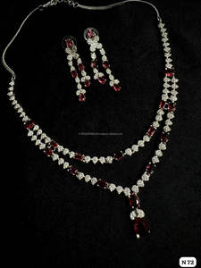 Ensemble de bijoux de mariée en diamant américain classique Collier et boucles d'oreilles en deux pièces pour mariage Style classique à la mode - Product Image 4