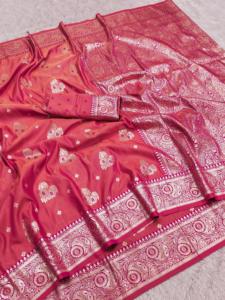 Sari Tradicional Indio de Seda Banarasi con Trabajo de Tejido Zari para Bodas y Eventos Festivos, Atuendo para Mujer - Product Image 1