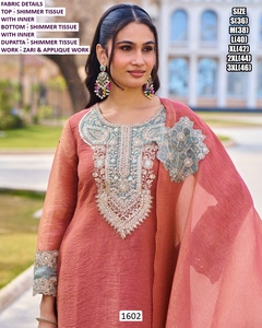 Bandhani Gulabi Rang Sutra Traditional Georgette Floor-Length Quick Dry Embroidered Shimmer Women's Regular Fit Kurta/<b>Kurti</b> - Product Image 2