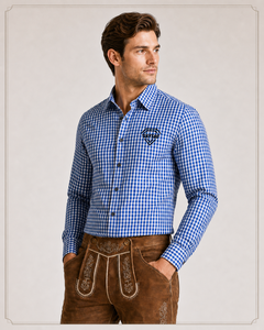 Chemise à carreaux sur mesure de qualité supérieure pour homme, manches longues, en coton, style Trachten, pour l'Oktoberfest, costume bavarois, fabricant de vêtements en gros - Product Image 1