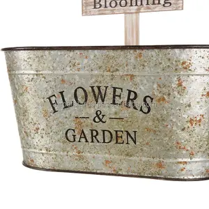 Jardinière ovale en matériau galvanisé pour plantation avec cabane à oiseaux avec fleur et design de jardin taille et couleur personnalisées - Product Image 5