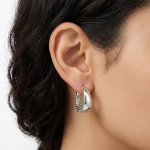 Elegant Handmade <b>Sterling</b> <b>Silver</b> <b>Hoop</b> <b>Earrings</b> Bohemian Ethnic Style Lightweight Artisan Jewelry Women Fashion Gift - Product Image 2