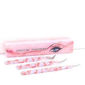 Pince à épiler d'extension de cils en acier inoxydable avec poignée en diamant en forme de L avec logo personnalisé professionnel - Product Image 6