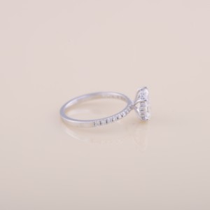 IGI Certified Pear Cut Lab Grown Diamond Engagement & Wedding Ring with Pavé Band in <b>Solid</b> 925 Sterling <b>Silver</b> - Product Image 5