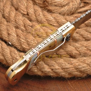 Luxury Damascus Steel Folding <b>Knife</b> with Stabilized Resin <b>Handle</b> | Tactical Pocket <b>Knife</b> for Collectors - Product Image 3
