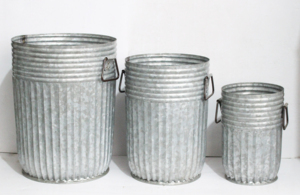 Ensemble de 3 bacs à plantes ronds en métal galvanisé avec poignées latérales - Product Image 3