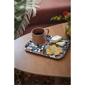 Bandeja de Metal Decorativa con Asa para Servir Comida en la Cocina, Bandeja de Esmalte con Diseño de Flores Vintage para Decoración de Mesa de Café - Product Image 1