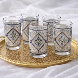 JM INTERNATIONAL JM607 Juego de 6 Tazas de Té Mediterráneas con Diseño Floral / Juego de Tazas de Té Árabes - Product Image 1