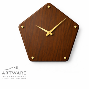 Reloj de Pared Triangular de Madera de Lujo con Marcadores de Puntos Dorados, Diseño Minimalista con Movimiento Silencioso, Decorativo para el Hogar, Sala de Estar u Oficina - Product Image 2