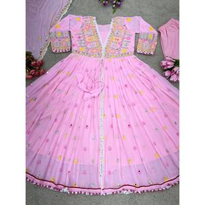 <b>Top</b>-Bottom and Dupatta Set with Heavy Embroidery Sequence Work XL Size - Product Image 4