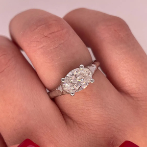 Bague de fiançailles ovale en diamant de laboratoire de 1 carat East West pour femme, or 14 carats, bijoux de mariage de luxe, cadeau - Product Image 6