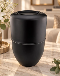 Fournisseur en gros direct usine – Urne funéraire élégante en métal noir, taille adulte, pour cendres humaines, conteneur commémoratif personnalisé - Product Image 1