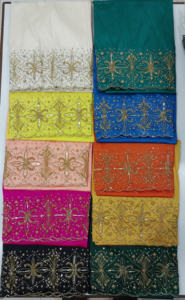 Tissu en satin de soie Gorgura de Somalie de qualité supérieure, dernière tendance, motifs floraux Dobby croisés, ornements en strass, grammage lourd - Product Image 6