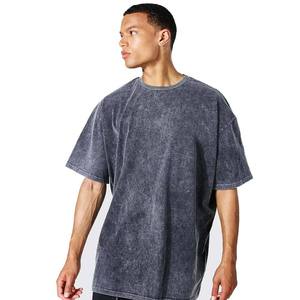 <b>Acid</b> Wash Men <b>Drop</b> Shoulder T-shirt Breathable Oversized Hot Sale 100% Cotton Fleece Quick Dry Eco-Friendly Half Sleeve - Product Image 2