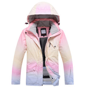 Women's Hooded Ski <b>Jacket</b> Gradient Color Synthetic Insulated <b>Waterproof</b> Zipper Closure 100% Polyester - Product Image 1