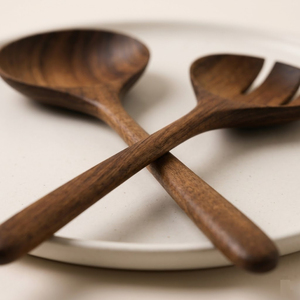 Handcrafted <b>Salad</b> Server Set 2 Piece Eco-Friendly Wooden Spoon and Fork for Mixing and Serving Kitchen Utensils Factory Sale - Product Image 3