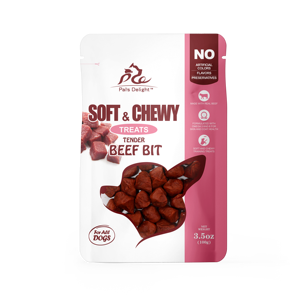 PAL'S DELIGHT, textura suave y masticable, broca de ternera tierna para golosinas para perros, golosinas suaves y masticables, masticables gratificantes y calmantes - Product Image 1