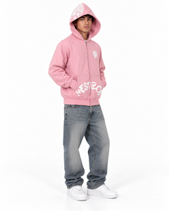Mens Rhinestone <b>Studded</b> Zip Up Hoodie Graphic Streetwear Full Zip Custom Logo Private Label Wholesale Bulk <b>Clothing</b> Manufacturer - Product Image 4