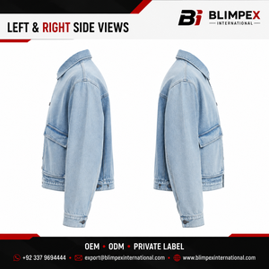 OEM Custom Unisex Light Wash Oversized <b>Denim</b> Chore <b>Jacket</b> Windproof Cotton Lining 3D Embroidered Logo Large Flap Pockets Private - Product Image 2