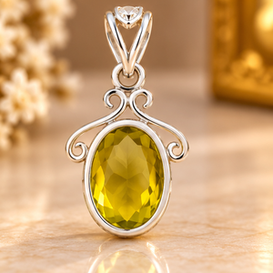 Pendentif en argent 925 avec quartz citron jaune taille ovale pour bijoux de luxe - Product Image 4