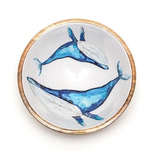 Tazón de Madera Hecho a Mano con Diseño Floral Bohemio para Servir Alimentos - Product Image 2
