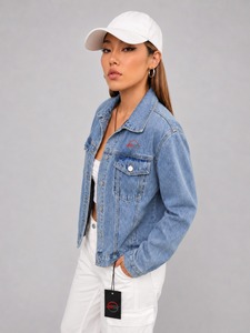 Women's <b>Cropped</b> <b>Denim</b> Vest Sleeveless Button Up Jean <b>Jacket</b> with Classic Collar and Front Pockets for Trendy Casual Outfits - Product Image 3