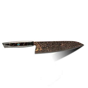 Couteau de chef artisanal LEGACY BLADES en acier Damas gravé, manche en résine personnalisé, ambidextre - Product Image 4