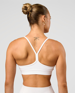 Soutien-gorge de sport blanc pour femme, couleur unie, maintien élevé, pour entraînement, yoga, fitness, coupe ajustée, séchage rapide - Product Image 5