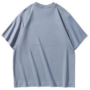 T-shirt à épaules tombantes en coton 100% de haute qualité et lourd pour hommes, style vintage, uni, streetwear, logo personnalisé, taille plus, tricoté - Product Image 4