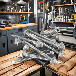 Vis autoperceuses à tête à rondelle en acier au carbone zingué/galvanisé à chaud, filetage métrique/pouces standard, classe 8, marque PDC, modèle 5 - Product Image 1