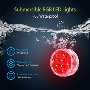 Set di 4 Luci LED RGB Sommergibili IP68 Impermeabili, Lampade Subacquee Cambia Colore con Telecomando per Piatti e Vassoi - Product Image 5