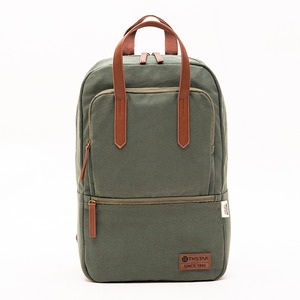 GRS cotton green <b>simple</b> computer <b>backpack</b> canvas casual <b>backpack</b> with genuine leather logo - Product Image 1