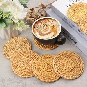 Natural Rattan Coaster Handwoven Cup Coaster Heat Resistant Table <b>Mat</b> Wholesale Supplier Factory Direct - Product Image 6