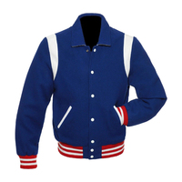 Veste de baseball bleue pour homme, style rétro, en laine et polyester, coupe-vent, imperméable, col montant, inspirée du baseball classique