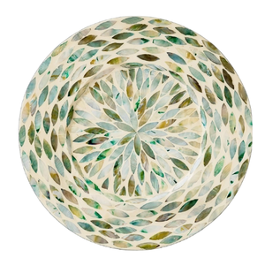 Grandmillennial Style MOP Shell Placemat Traditional Handcrafted Charger for Classic Elegant Table Scapes - Product Image 2