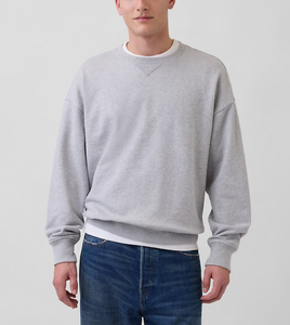 High Quality Heavyweight 380 GSM French Terry Custom Oversized Crewneck <b>Plain</b> <b>Sweatshirt</b> for Men - Product Image 5