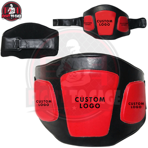 Protector de Vientre de Cuero Rojo y Negro para Boxeo, Duradero, Absorbente de Impactos, Ligero, Soporte para Cintura y Muñecas - Product Image 4