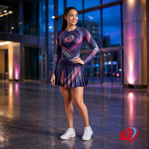 Uniforme Personalizado de Animadora para Mujer, Manga Larga, Sublimado, para Competencia, Color Magenta Acero, Marca Privada, Fabricante OEM - Product Image 5