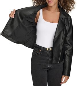 Women's Black Genuine Leather Moto Jacket With <b>Zipper</b> Closure Spread Collar Full Sleeve Autumn Style - Product Image 2