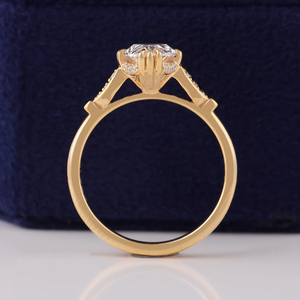 แหวนหมั้นเพชรทรงมาร์คีส์ทองคำ 14K สำหรับผู้หญิง สไตล์คลาสสิก - Product Image 4