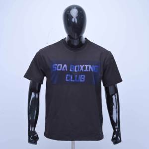 T-shirt pour homme de qualité supérieure avec logo personnalisé, impression graphique noire sur le devant, manches courtes en coton, col rond. - Product Image 1