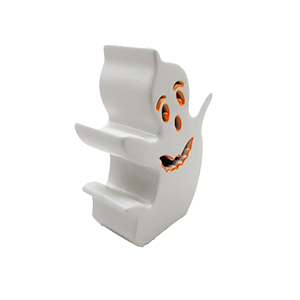 Halloween White Ghost Ceramic Glazed LED <b>Battery</b> <b>Operated</b> Night Light Cute Cartoon Spirit Figurine Holiday Tabletop Room - Product Image 3