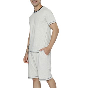 Conjunto de Dos Piezas para Hombre 2026, Color Gris Claro, Camiseta de Manga Corta y Pantalones Cortos, Ropa Casual o de Dormir de Algodón Suave, Secado Rápido - Product Image 3
