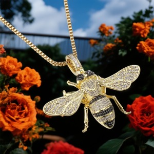 Diseño de Joyería Honeybee, Diferentes Materiales Seleccionados, Plata 925, Dianobd, Colgante de Abeja Estilo Hip Hop con Incrustaciones de Diamantes - Product Image 3