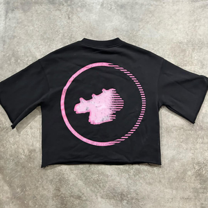 T-shirt à épaules tombantes personnalisé 280GSM 100% coton lourd graphique sérigraphie doux confortable tricoté éponge - Product Image 4