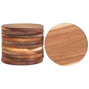 Round Wooden <b>Coaster</b> <b>Set</b> Of 4 Pcs With Wood Finished For Hot & Cold Cover Of Beverage Kitchenware <b>Coaster</b> <b>Set</b> - Product Image 2